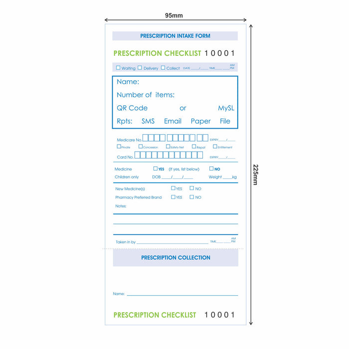 Prescription Intake Forms Or Checklist Pads